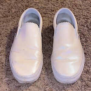 Vans leather slip ons